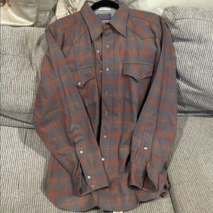 Pendleton Gray and Red Plaid Shirt
